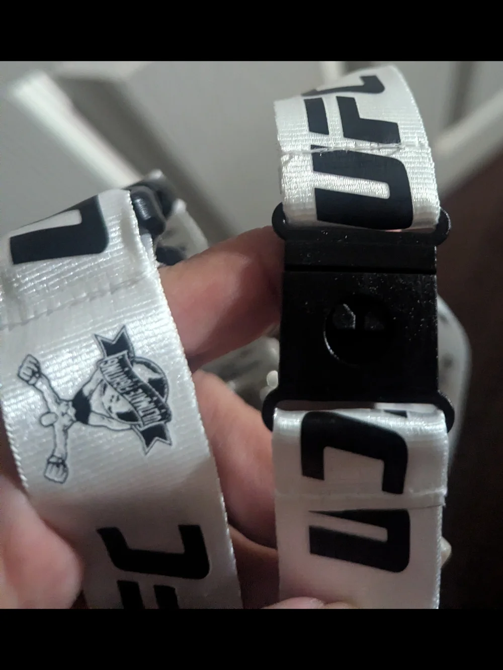 UFC Branded White and Black Lanyard
